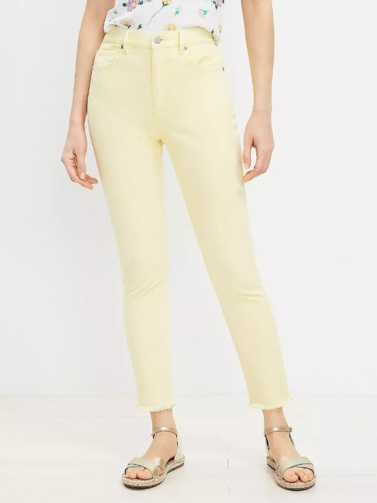 LOFT Denim - LOFT Skinny Ankle Jeans Womens 29 / 8 Yellow Pants High Rise Denim Frayed